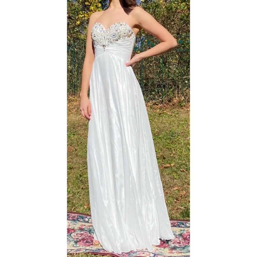 White Floor Length Prom Dress